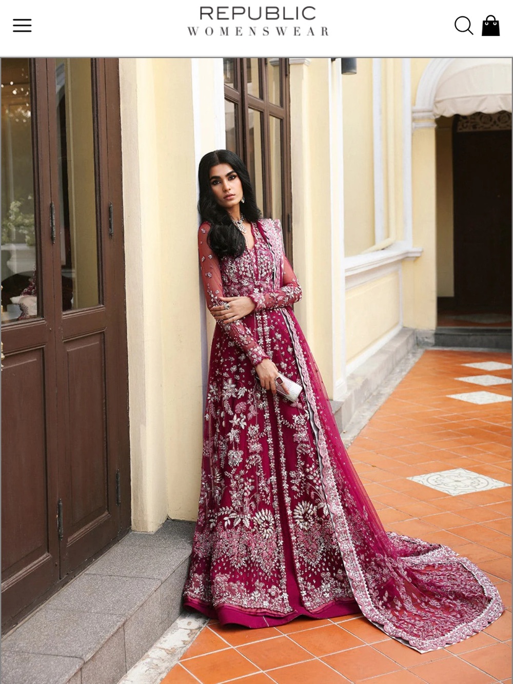 Republic Womenswear Embroidered Long Sleeve  Formal Dress